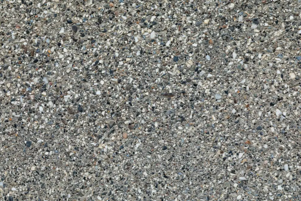 Close-up of exposed aggregate concrete finish