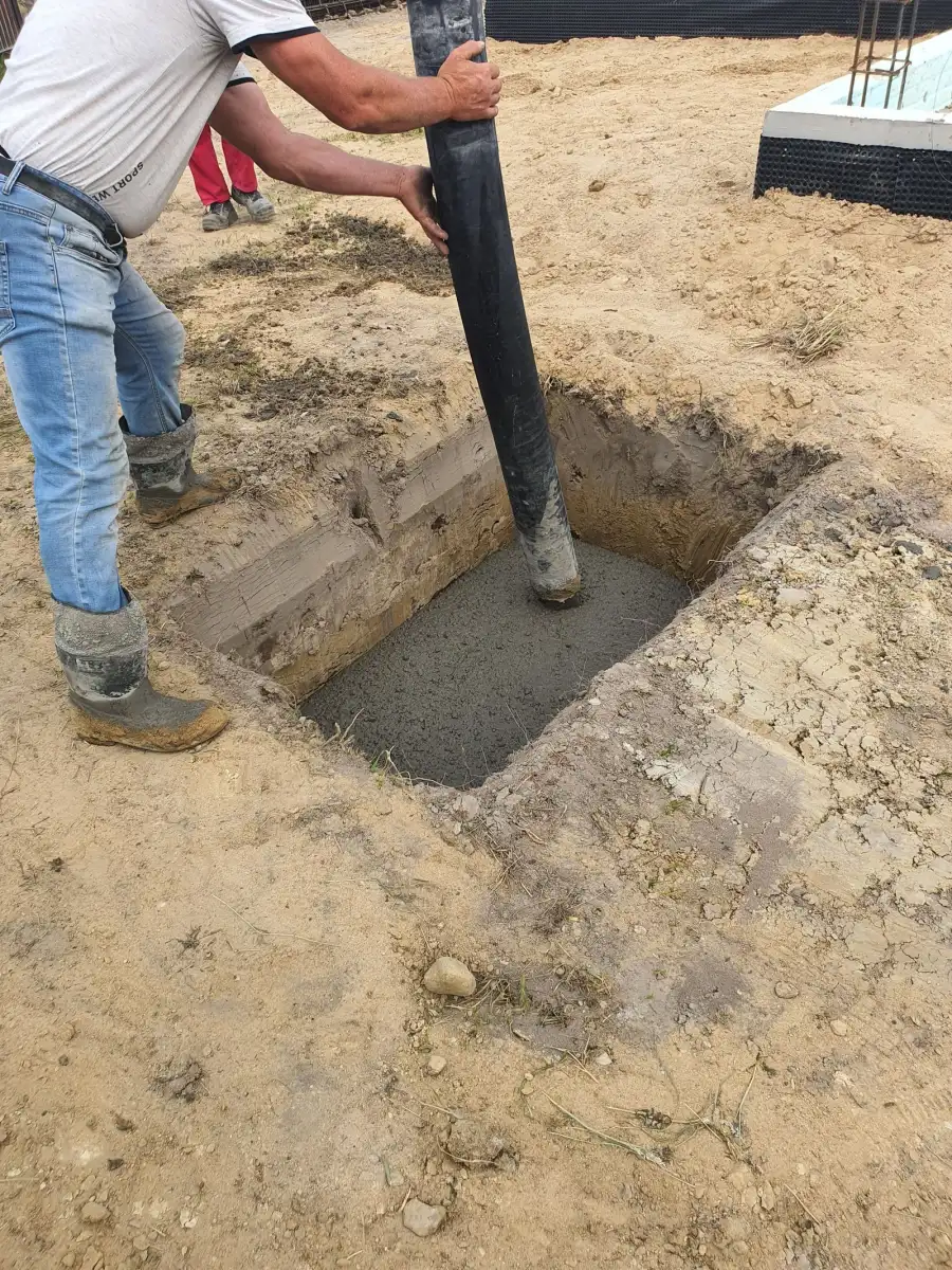 Concrete slab or pathway work on a construction site