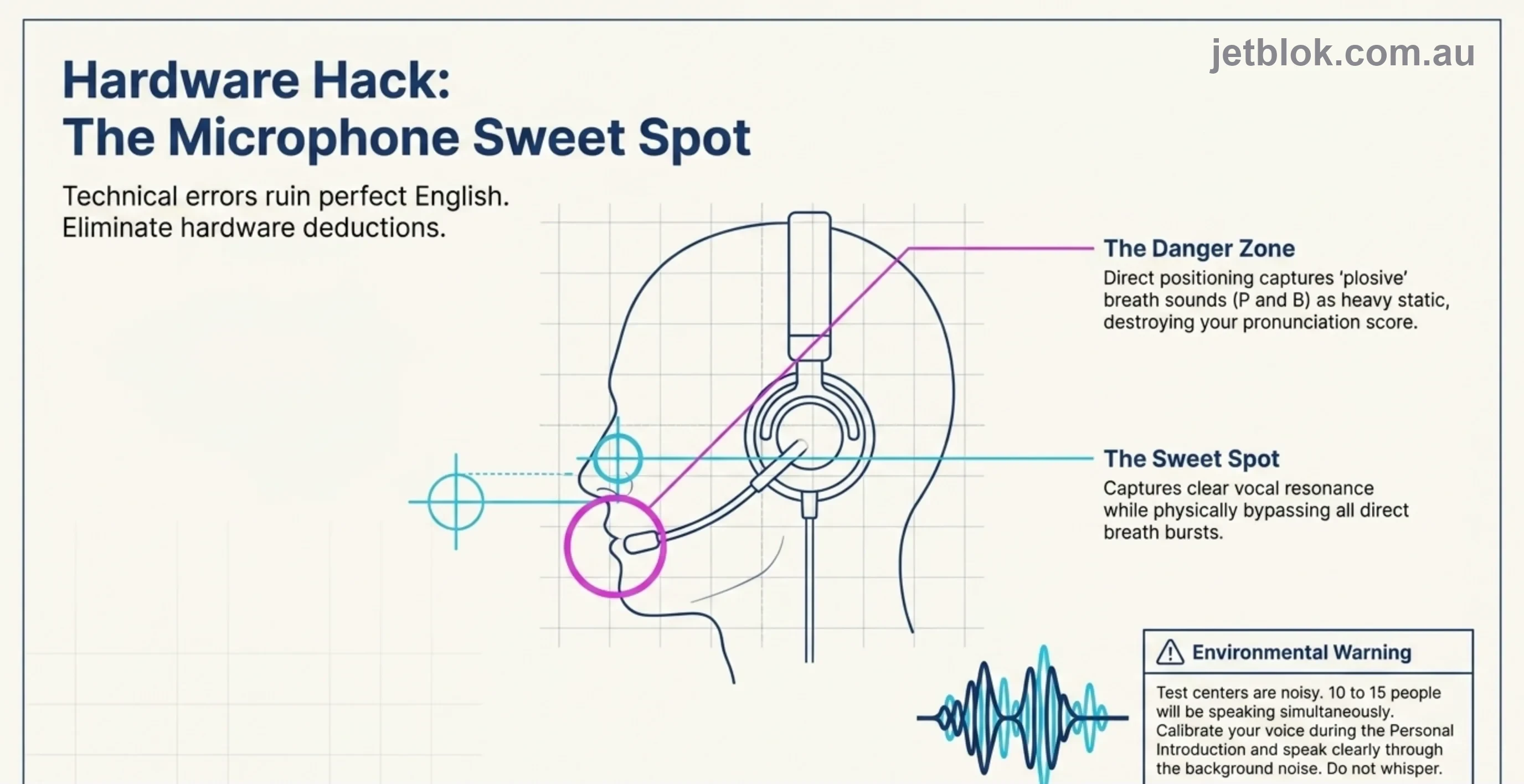 Microphone sweet spot — danger zone vs correct off-axis placement