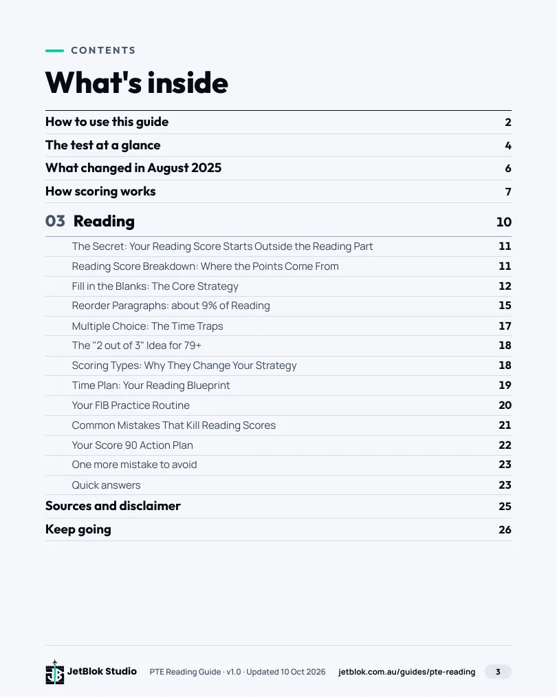 PTE Reading Guide page preview 1