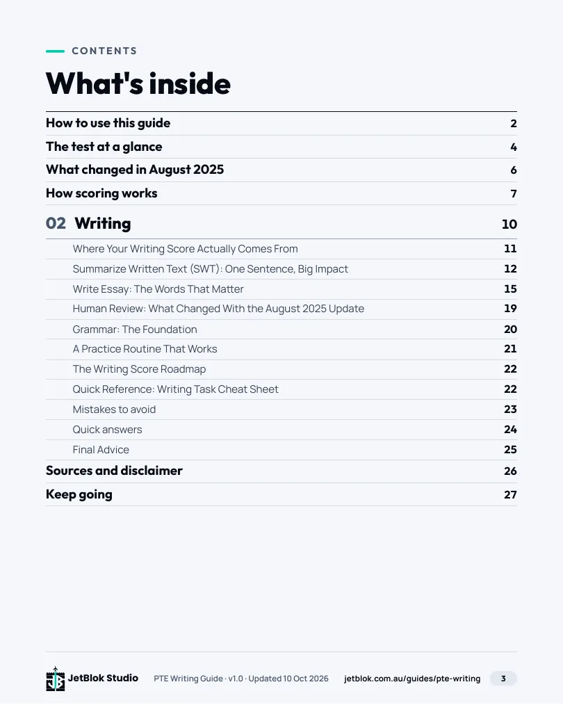 PTE Writing Guide page preview 1
