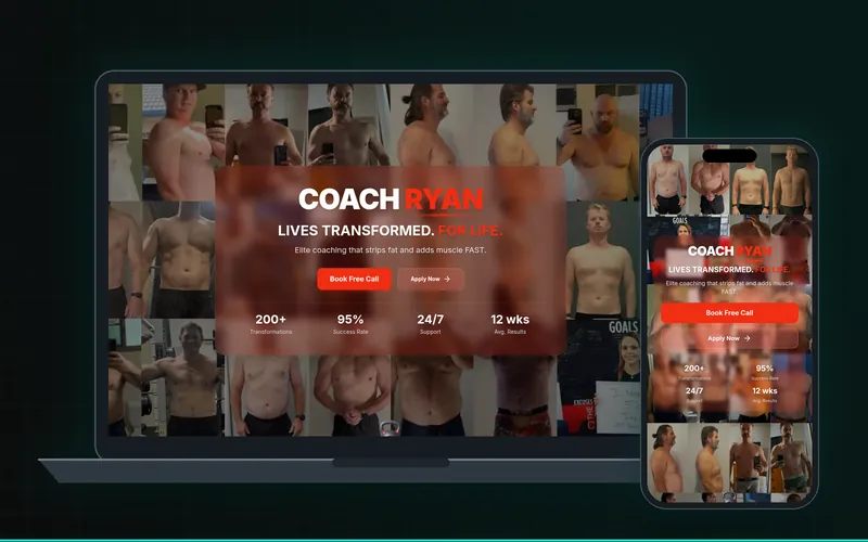 Coach Ryan Perth fitness coaching website by JetBlok Studio shown on a laptop and phone